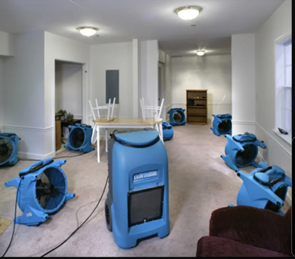 Air movers and dehumidifier setup for Water Extraction & Removal in Carl Junction